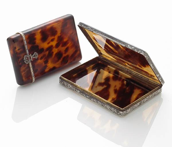 Two tortoise shell cigarette cases French and English French assay