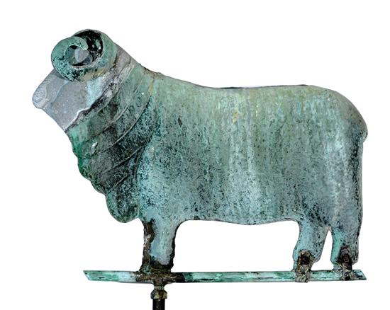 American figural copper weathervane 19th century molded and wool texturized