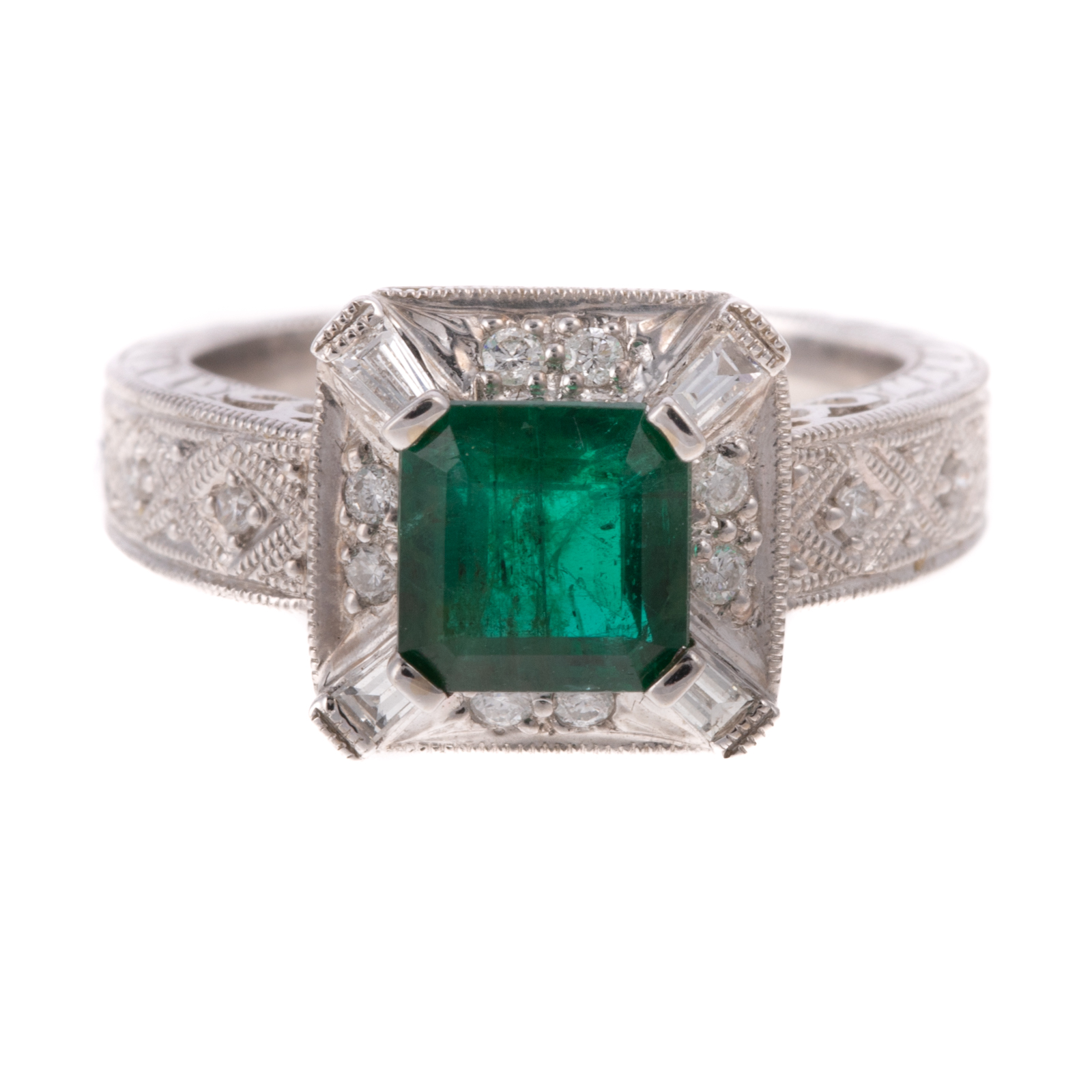 A VERY FINE 1 20 CT EMERALD DIAMOND RING IN