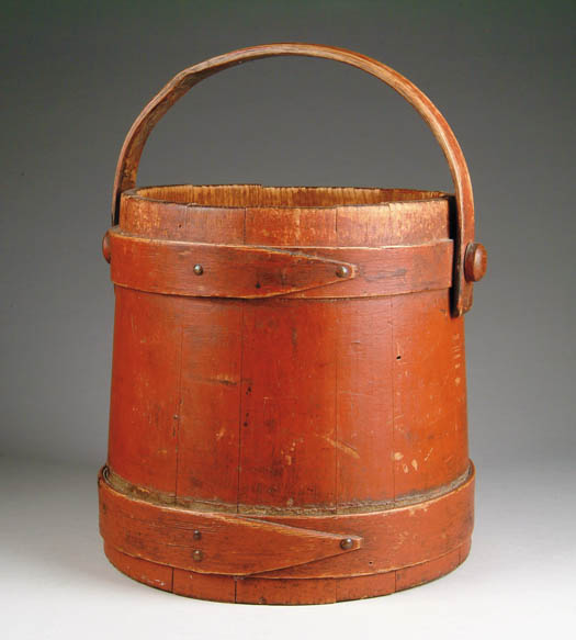 RED SWING HANDLED FIRKIN No top Good old red paint