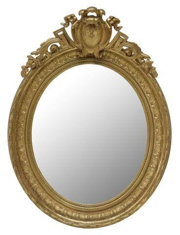 French Louis XVI style giltwood wall mirror 20th c deep