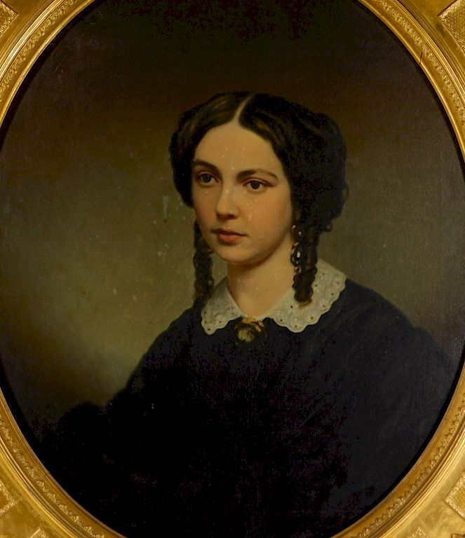 19C American Victorian Portrait Painting of Woman United States 19th