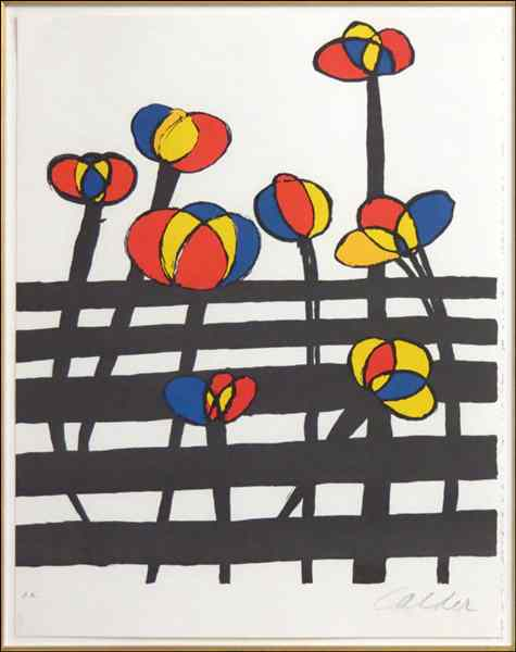 ALEXANDER CALDER 1897 1976 FLOWERS AT THE FENCE Lithograph in