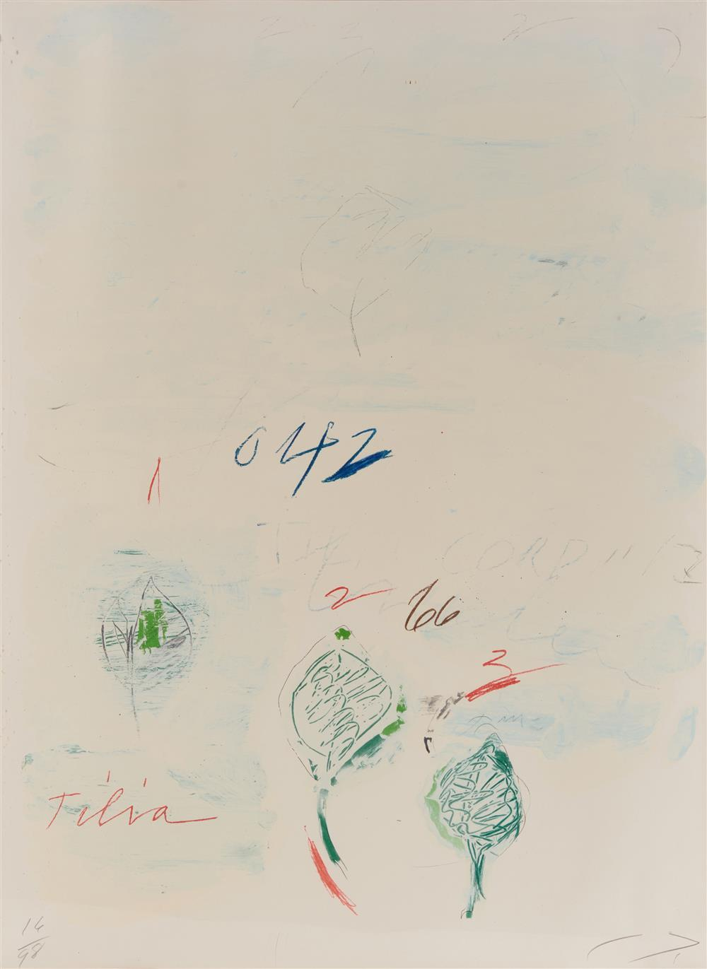CY TWOMBLY American 1928 2011 Tilia Cordata lithograph initialed CT