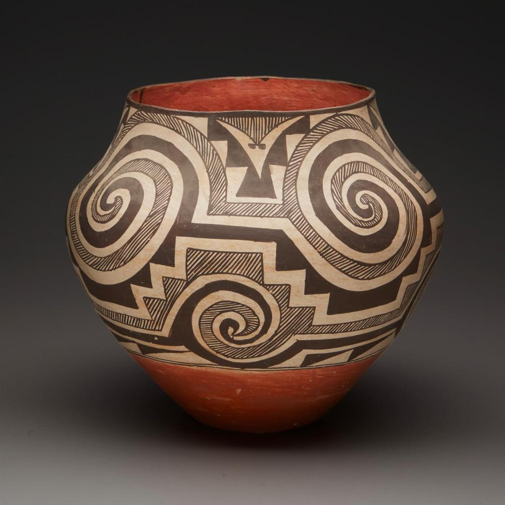 A large polychrome Acoma pottery olla First quarter 20th Century