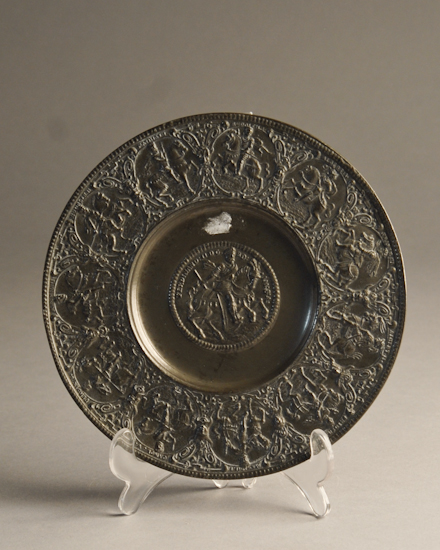 A 19th C German Pewter Relief Cast Plate from Nuremburg