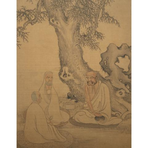 Chinese School 19th century LOHAN ALBUM Silk and card album