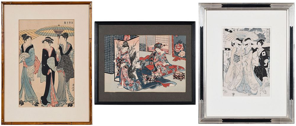 Group of Three Japanese Woodblock Prints 19th 20th century three