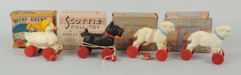 Lot Of 4 Hubley Pull Toys In Boxes All four