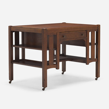 Limbert WRITING DESK USA c 1920oak brass glass30 h 41