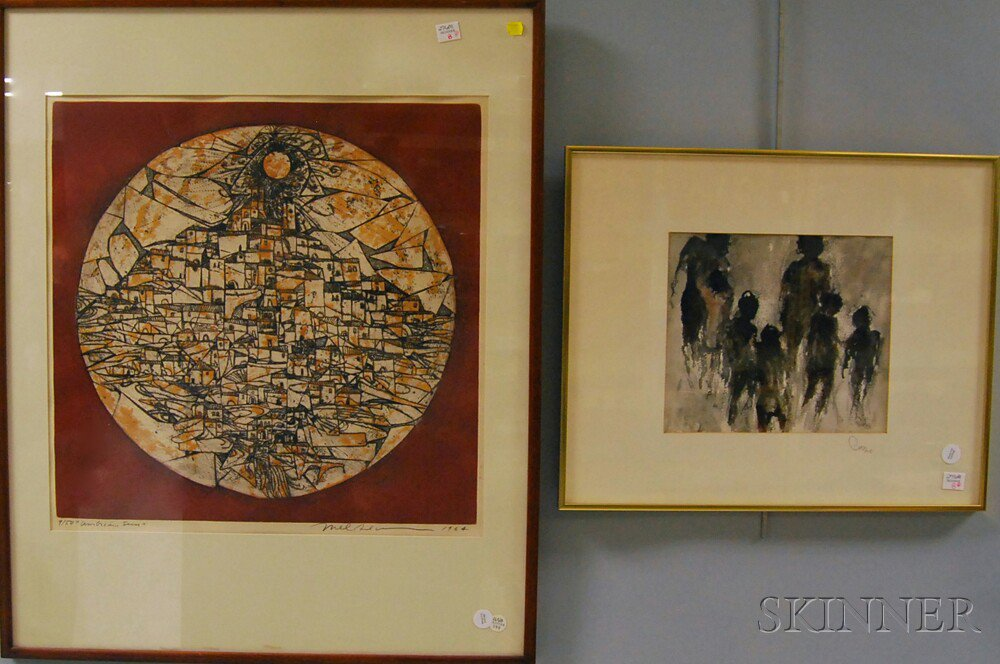 Two Works American School 20th Century Composition in Gray and