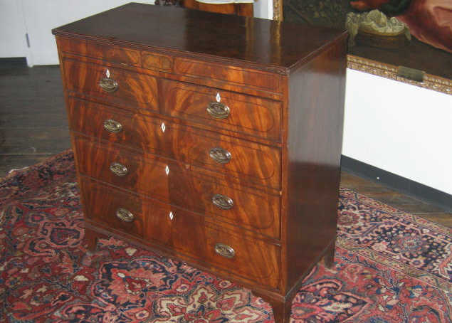 ENGLISH 19TH CENTURY MAHOGANY CHEST OF DRAWERS Showing two hidden