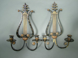 A pair of 19th century style black lacquered and gilt