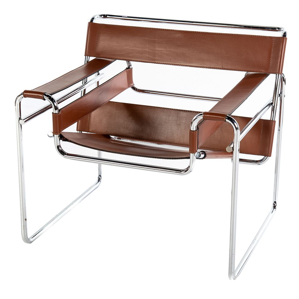 Contemporary Marcel Breuer Style Wassily Chair Chrome tube frame with