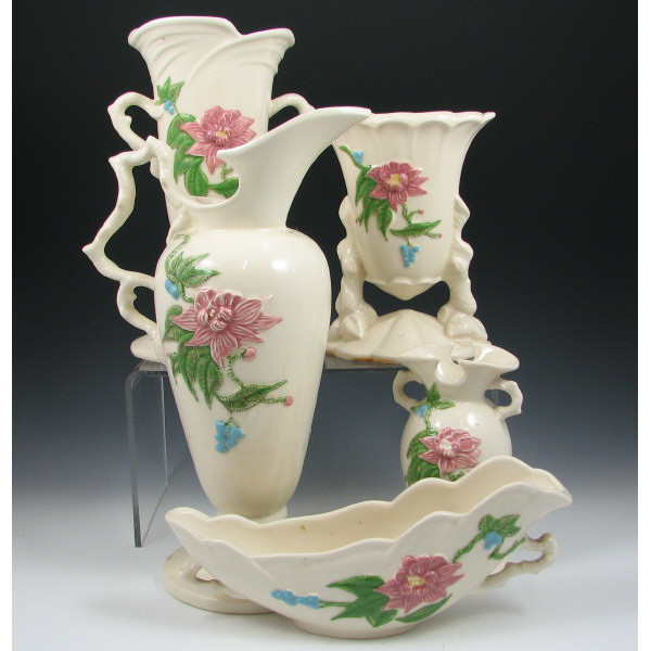 Hull Woodland Gloss 5 Pitcher Vases Bowl Lot of five