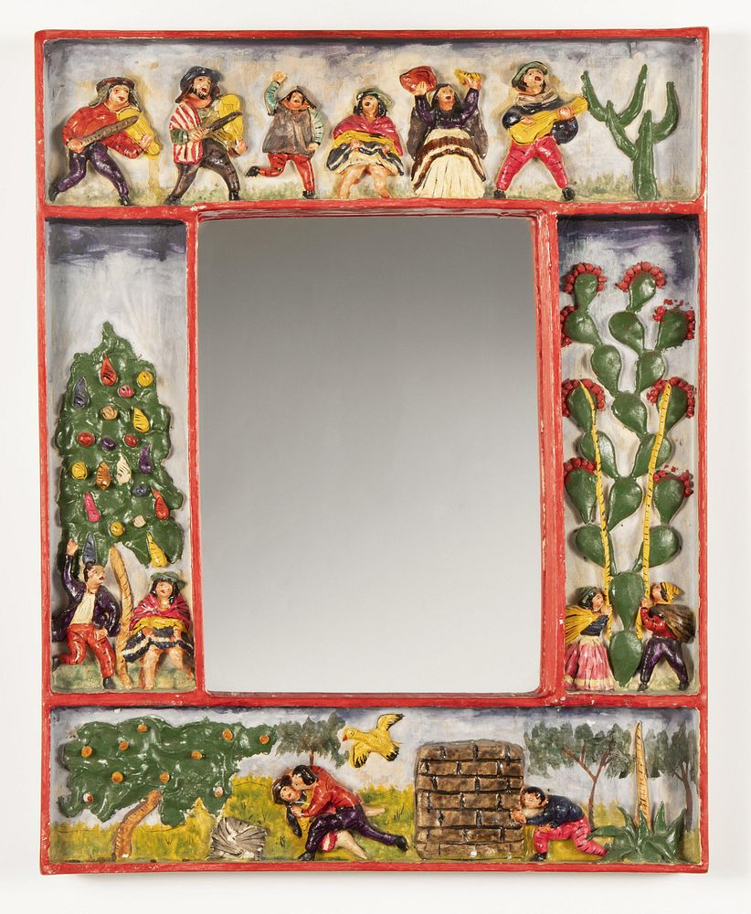Mexico Folk Art Mirror 20th Century Mexico Folk Art Mirror