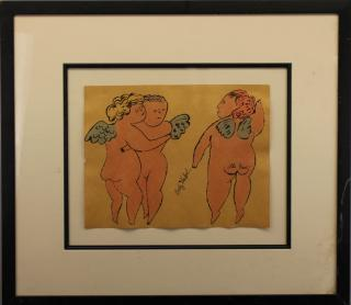 Andy Warhol 1928 1987 Lithograph of two figures Signed center