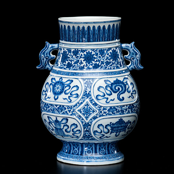 Chinese 20th century A densely decorated blue and white porcelain