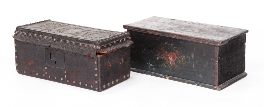 First half 19th century One is leather covered with brass