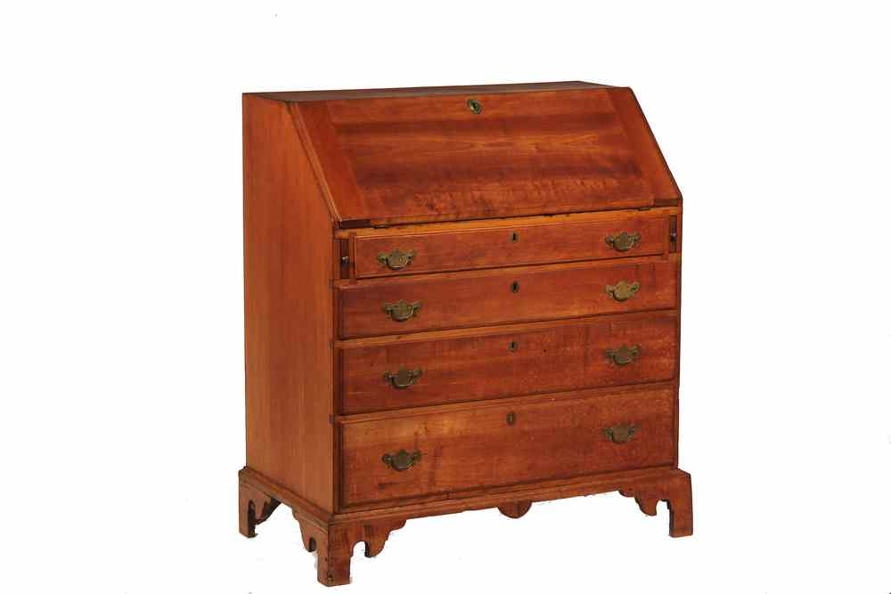 DROP FRONT DESK 18th c Country Chippendale Birch and Maple
