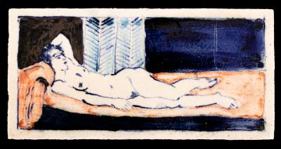 Eric James Mellon 1925 2014 rectangular stoneware tile decorated a