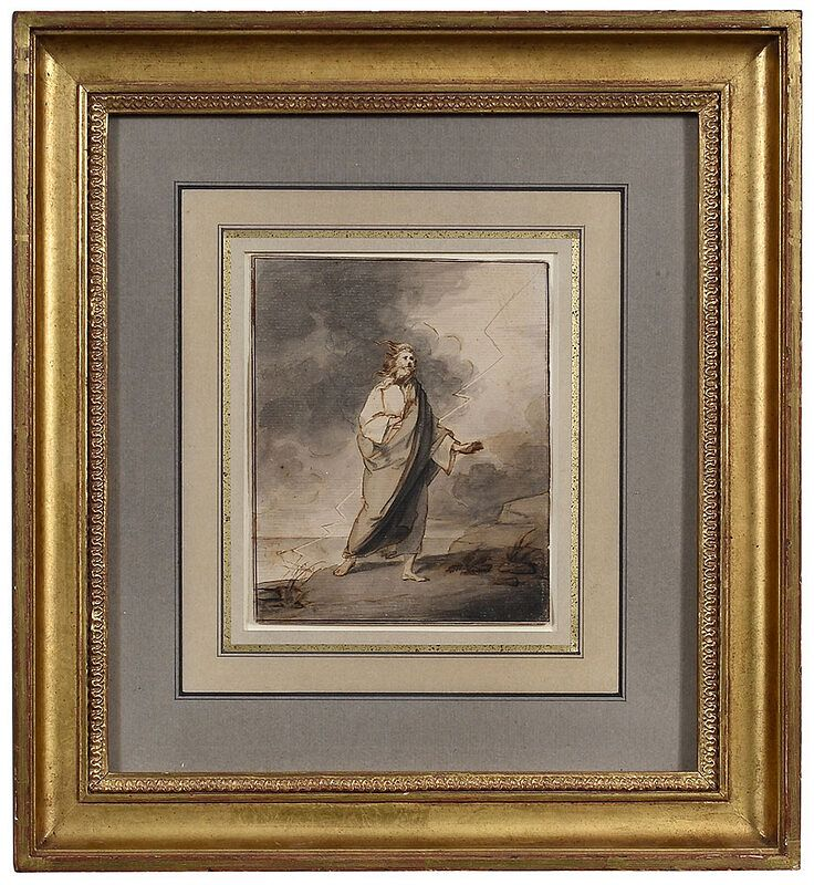 Rare John Trumbull Signed Drawing New York Connecticut 1756 1843