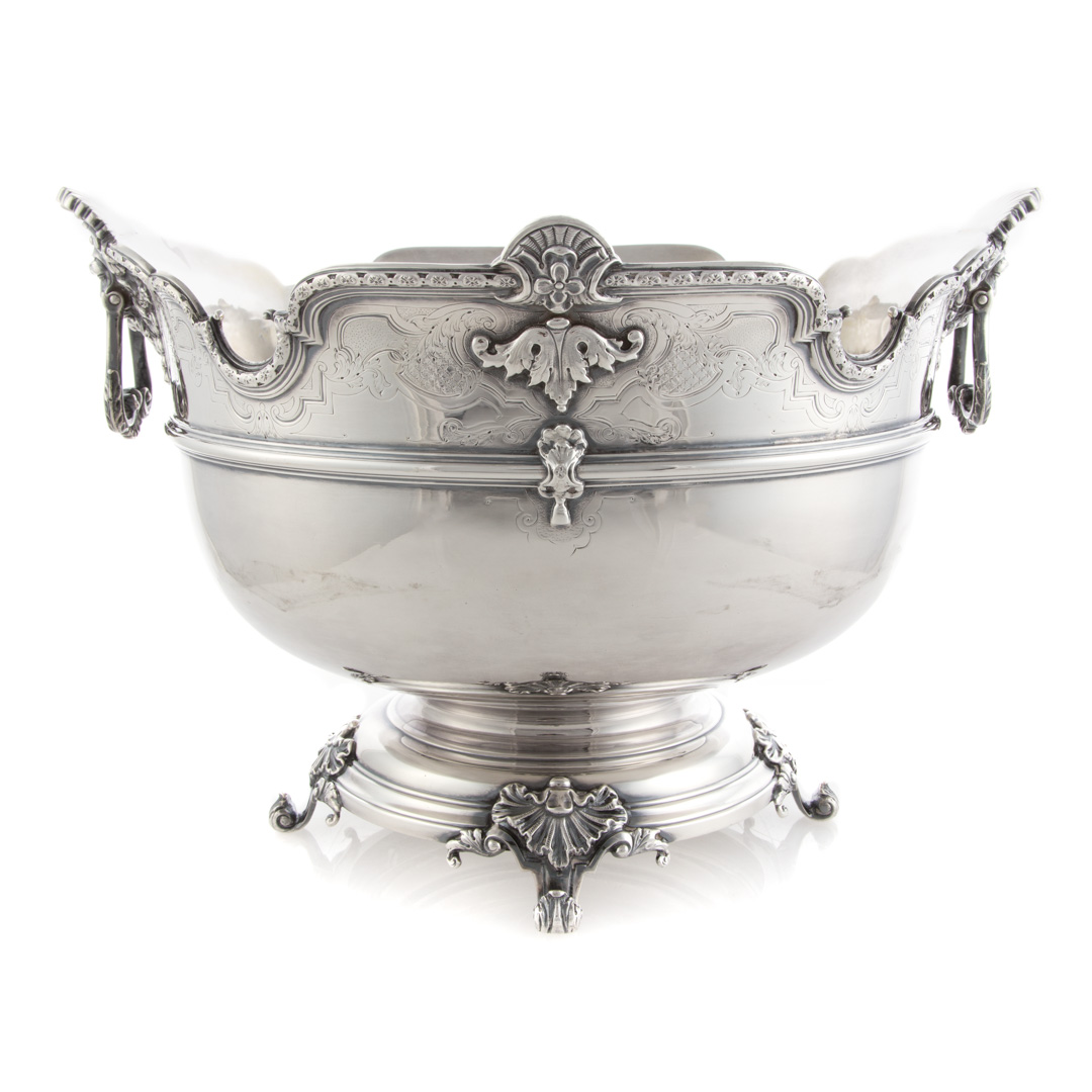 James II style sterling silver monteith bowl maker s mark