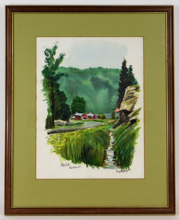 AYRES HOUGHTELLING MARLBORO VT FARM WC PAINTING California New York