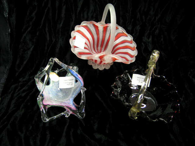3 Italian Art Glass Baskets