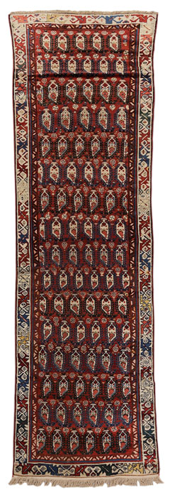 Karabaugh Rug Caucasian rows of guls on brick red ground