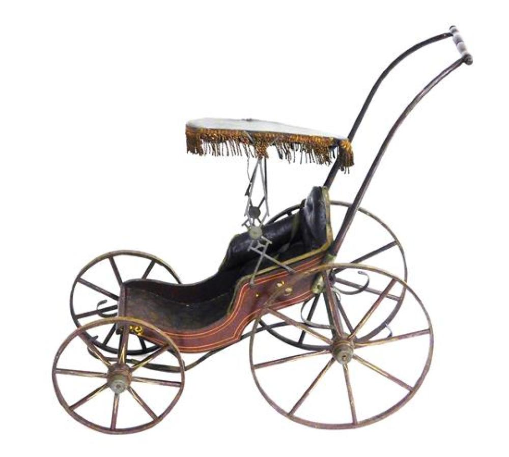 Victorian doll stroller baby carriage in the style of Marvin