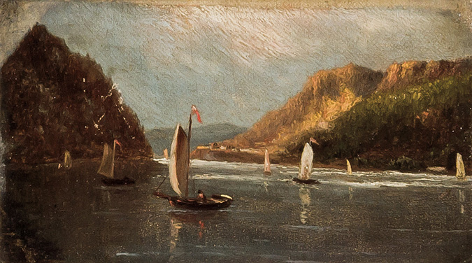 AMERICAN SCHOOL A Pair Hudson River Landscapes oil on canvas