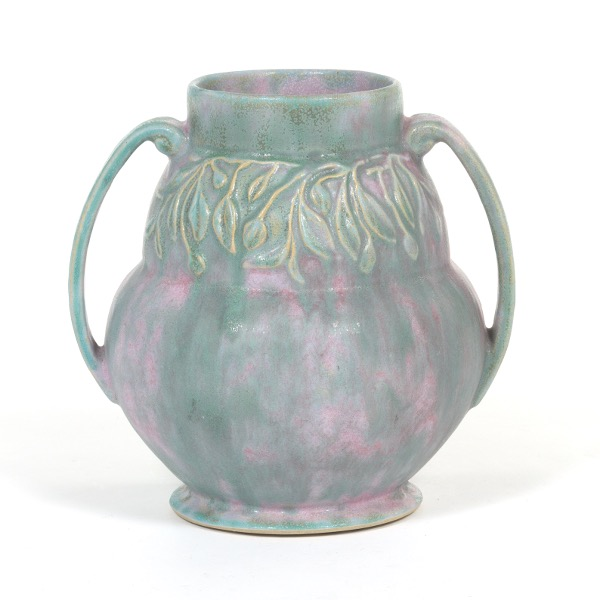 BURLEY WINTER ANTIQUE RETRO POTTERY DOUBLE HANDLE VASE 8 x