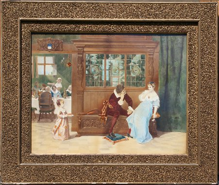 ENHANCED PRINT INTERIOR COURTING SCENE Sight size 20 x 26