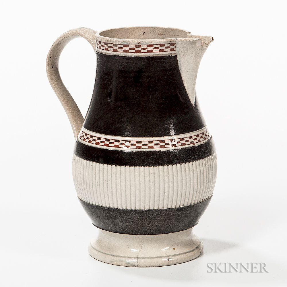 Pearlware Slip banded Milk Jug Pearlware Slip banded Milk Jug