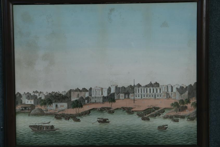 CHINESE SCHOOL circa 1822 The burnt Hongs after the Great