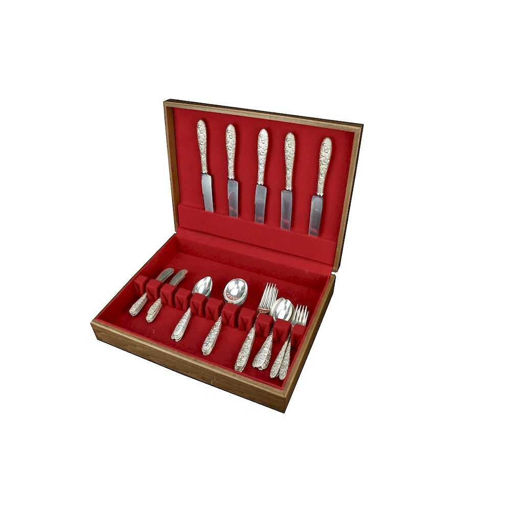 Set Manchester Southern Rose Sterling Flatware Forty Two Piece Set