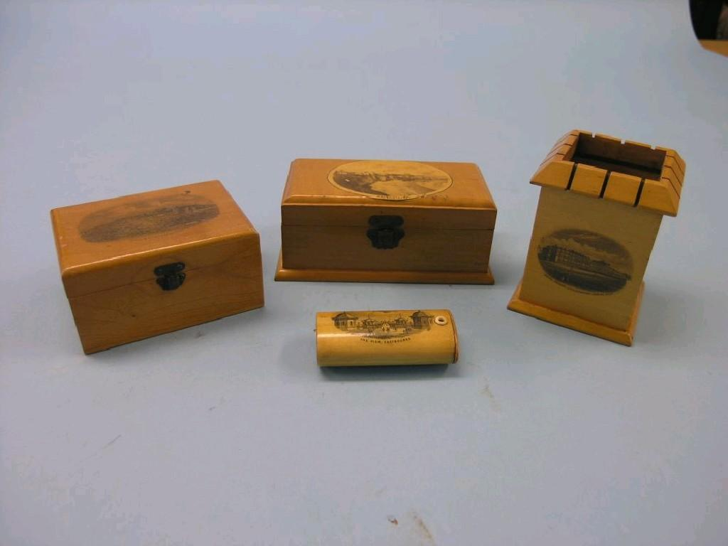 Mauchlineware four items total including South Terrace Littlehampton and The