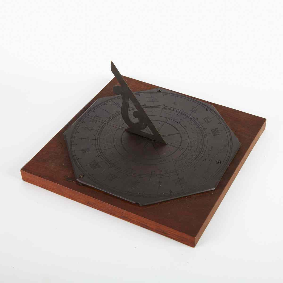 English Slate Sundial James Walsh 19th century of octagonal form