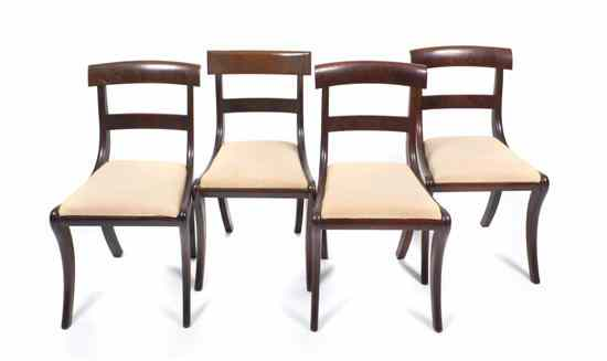 A Set of Four American Mahogany Side Chairs having rectangular