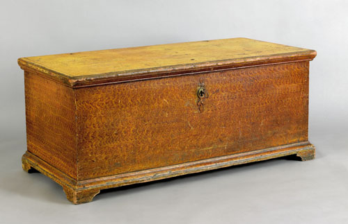 Pennsylvania painted poplar blanket chest ca 1890 retaining an old