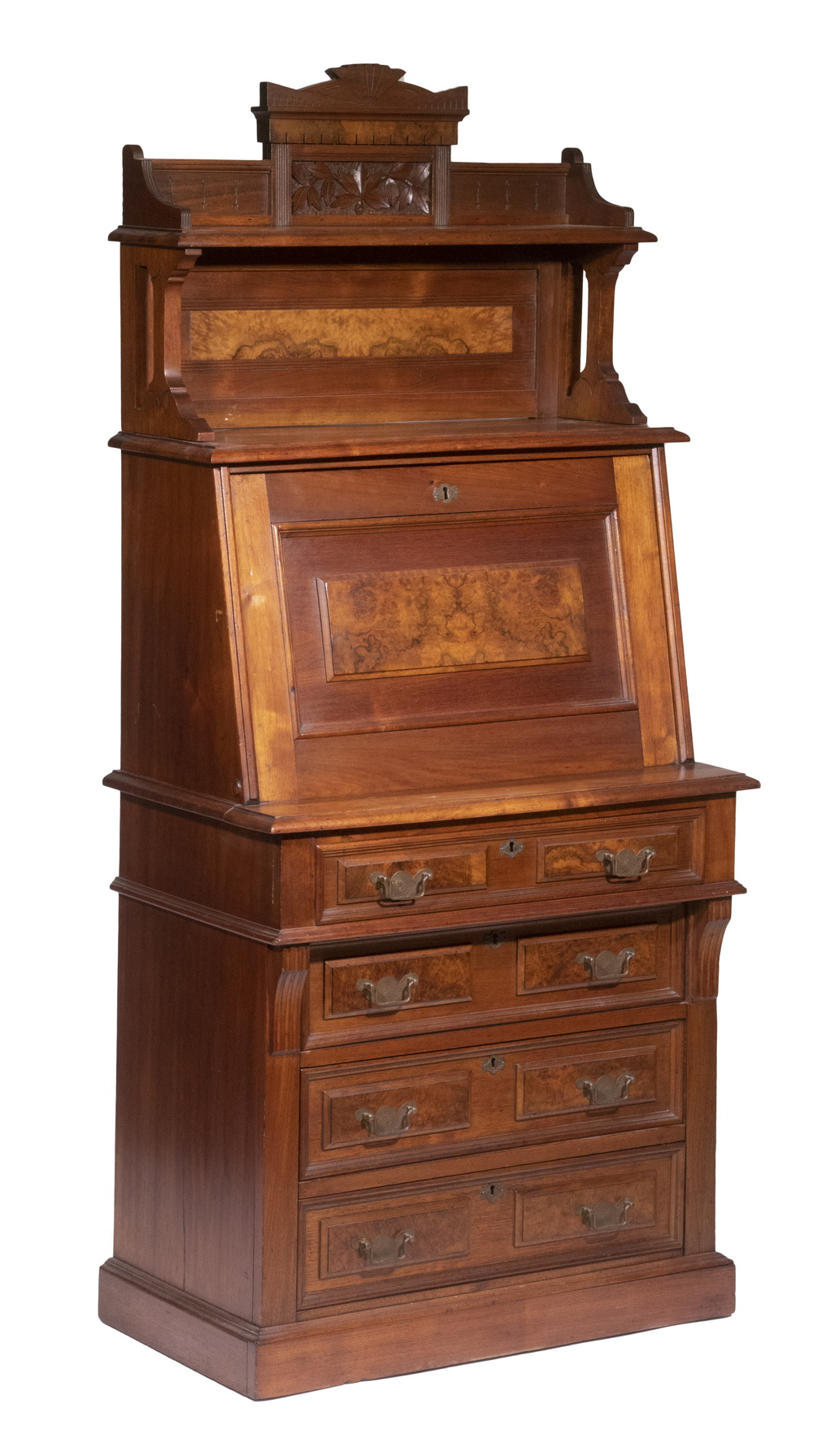 VICTORIAN WALNUT DESK Late 19th c Slant Lid Desk in