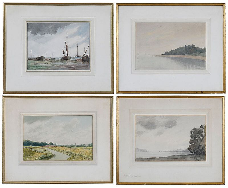 Martin Hardie British 1875 1952 Four watercolors Carmarthen signed lower