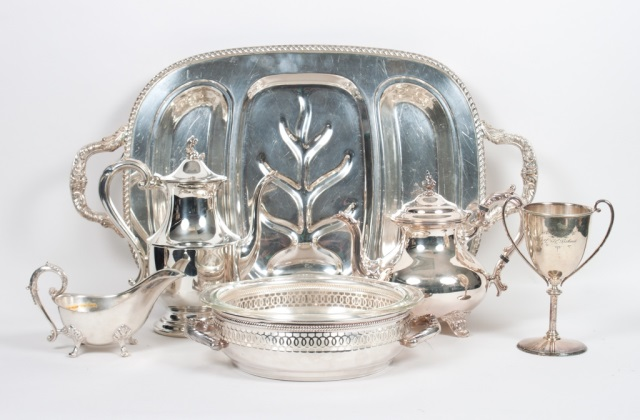 a Box of silver plated table articles various makers including