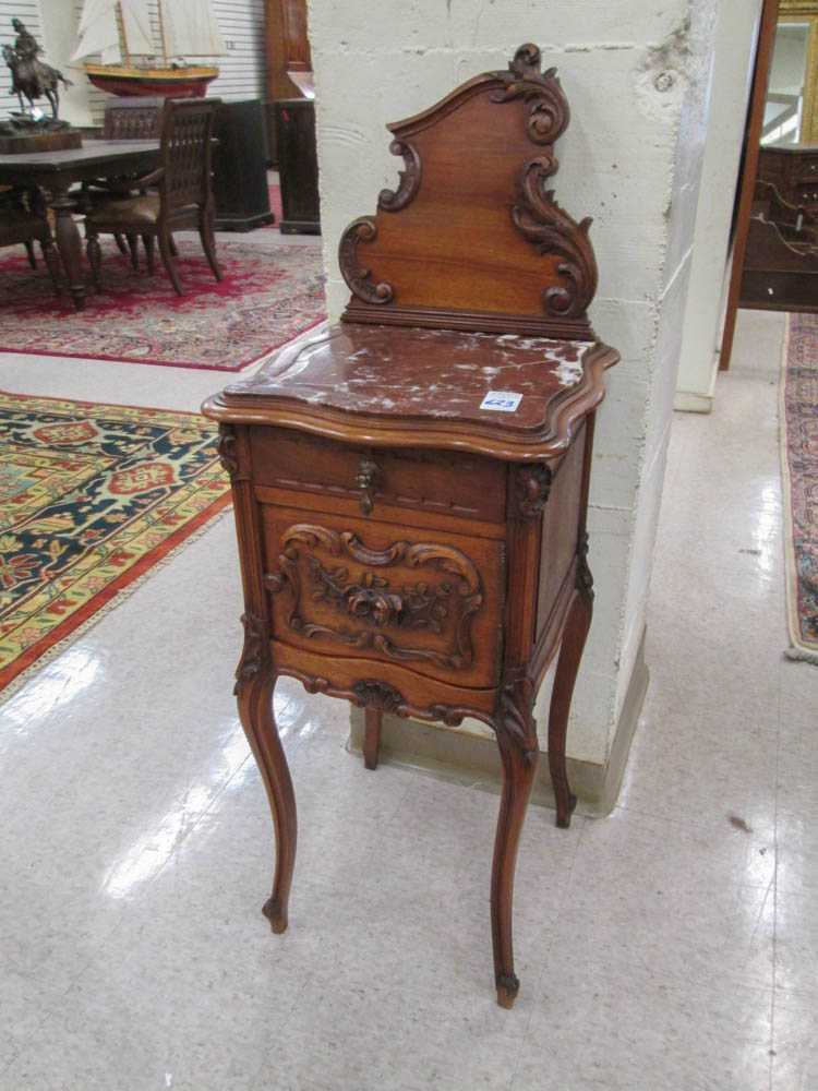 LOUIS XV STYLE CARVED WALNUT COMMODE NIGHTSTAND French c 1900