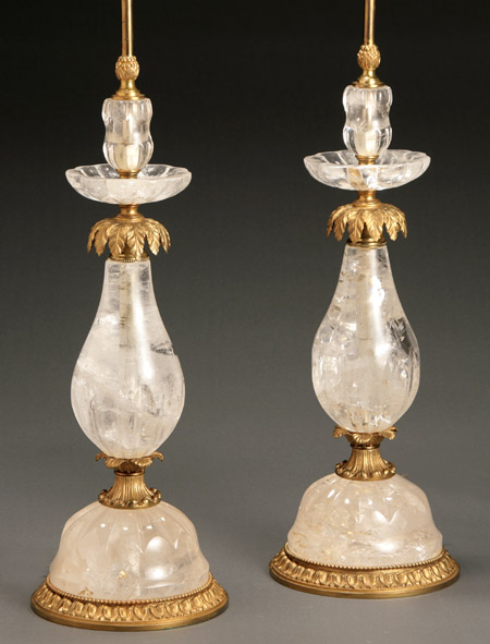 Pair of Louis XV Style Ormolu Mounted Rock Crystal Tall