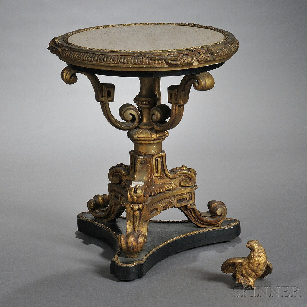 Continental Neoclassical style Marble top Giltwood and Gesso Occasional Table