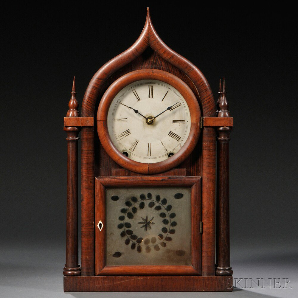 Brewster Ingraham Ogee Gothic Rosewood Shelf Clock the four spire