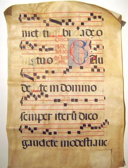 2 pieces Manuscript Christian Church Choir Book Leaves on Parchment