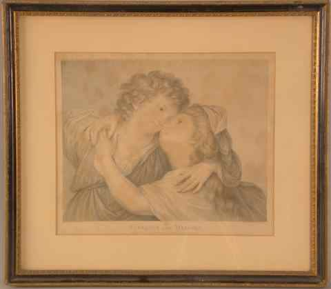 BARTALOZZI AFTER CIPRIANI BLACK AND WHITE ENGRAVING ANGELICA AND MEDORA